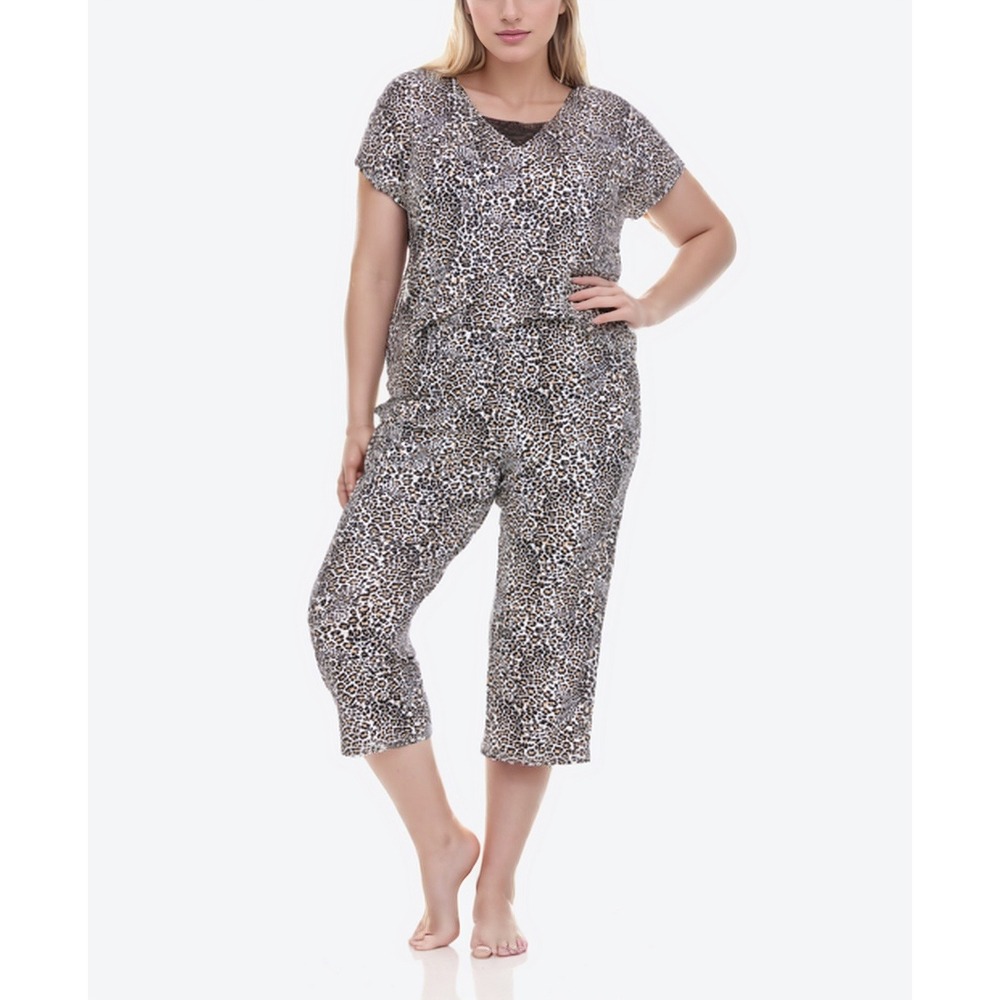 Flora Nikrooz Women Tiffany 2 Piece Pajama Set Leopard Animal Print 2X Soft NWT